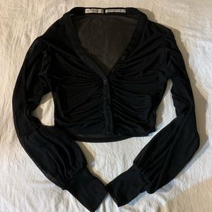 Urban Outfitters Cara Mesh Ruched Blouse